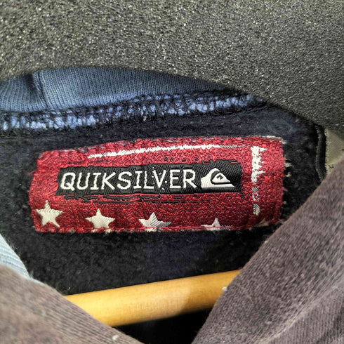 クイックシルバー Quiksilver 90-00s ロゴパッチデザイン バイカラー スウェットプルオーバーパーカー Y2K メンズ  L